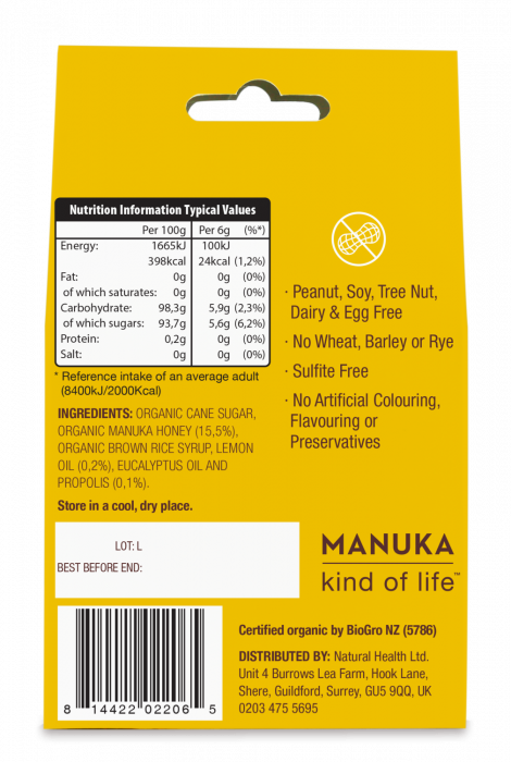 BOMBOANE (DROPSURI) ECOLOGICE CU MIERE DE MANUKA, LAMAIE SI PROPOLIS 120G [2]