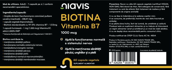 Biotina - Vitamina B7 1000mcg 60cps [2]