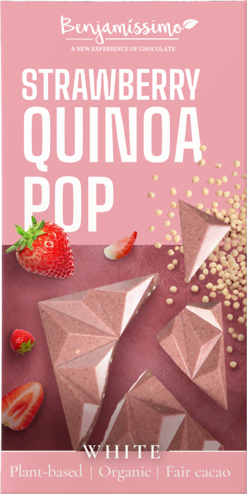 Ciocolata Alba Cu Capsuni Si Quinoa - Bio 60g [1]