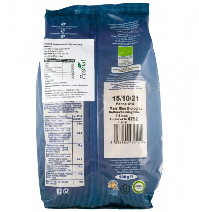 Paste Penne Din Porumb Si Orez BIO - Felicia 500g [2]