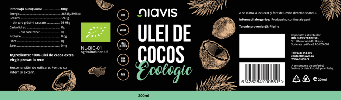 Ulei de Cocos Extra Virgin Ecologic/BIO 220ml [3]