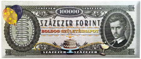 Ciocolata Cu Lapte - "Bancnota Forint "La Multi Ani" " De Ciocolata Cu Lapte 60g