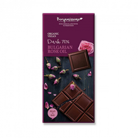Ciocolata - Ciocolata Neagra 70% Cu Apa De Trandafiri Bio 70g