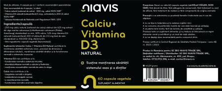 Calciu + Vitamina D3 Natural 60 cps [1]