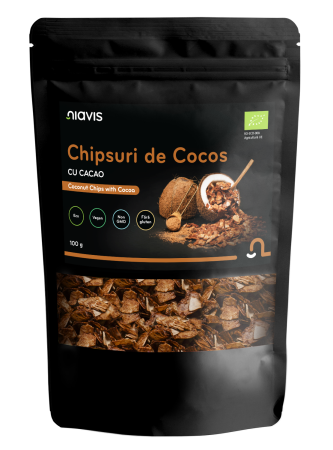 Fructe Uscate / Confiate / Deshidratate - Chipsuri de Cocos cu Cacao Ecologice/Bio 100g