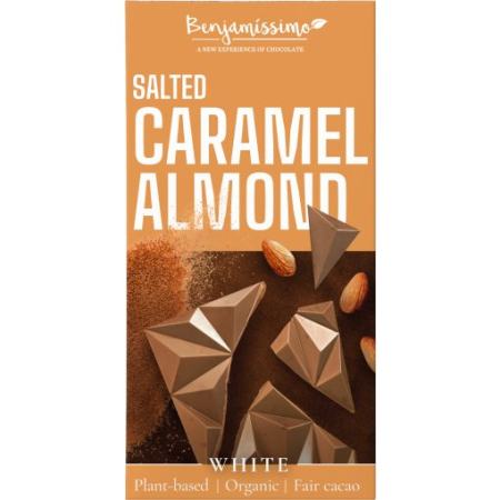 Tablete Ciocolata - Ciocolata Alba Cu Migdale Si Caramel Sarat - Bio 60g