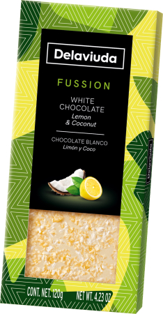 Tablete Ciocolata - Fussion - Ciocolata Alba Cu Lamaie Si Nuca De Cocos 120g