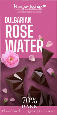 Tablete Ciocolata - Ciocolata Neagra 70% Cu Apa De Trandafiri Bulgaresti - Bio 70g