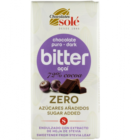 Ciocolata - Ciocolata Neagra 72% Cacao Cu Acai Indulcita Cu Stevie 100g