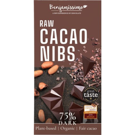 Vegan - Ciocolata Neagra 75% Cu Boabe De Cacao - Bio 60g