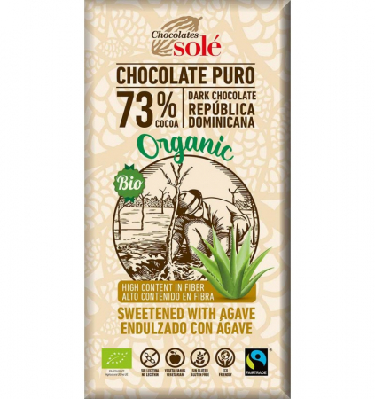 Ciocolata Neagra Bio 73% Cacao Cu Sirop De Agave 100g