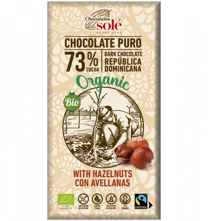 Ciocolata - Ciocolata Neagra Bio Cu Alune De Padure 73% Cacao 150 g