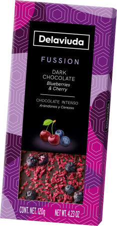 Ciocolata Neagra - Fussion - Ciocolata Neagra Cu Afine Si Cirese 120g