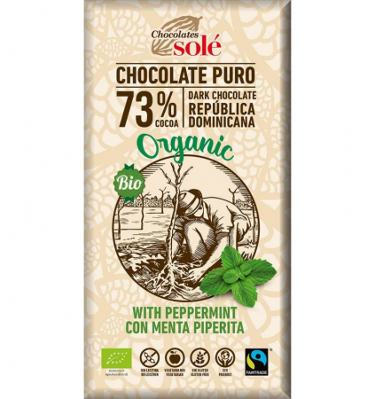 Ciocolata - Ciocolata Neagra Cu Menta Bio Si Fairtrade 73% Cacao 100g