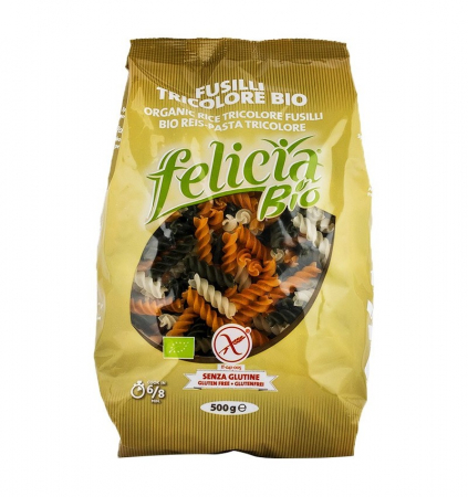 Reg-Enor - Paste Fusili Tricolore Din Orez BIO - Felicia 500g