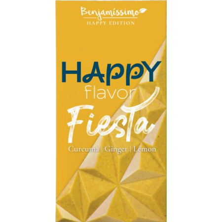 Vegan - Happy Flavor Fiesta - Bio - Ciocolata Alba Cu Turmeric, Ghimbir Si Lamaie 60g