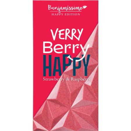 Vegan - Happy Verry Berry - Bio - Ciocolata Alba Cu Capsuni Si Zmeura 60g