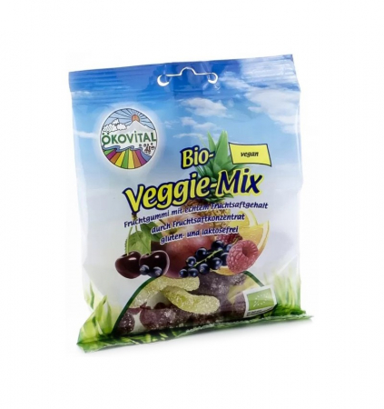 Bomboane / Acadele / Jeleuri - Jeleuri Bio de Fructe, Fara Gelatina, Veggie-mix 100g