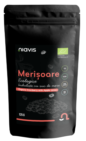 Merisoare Ecologice/BIO Indulcite cu Suc de Mere 125g [4]