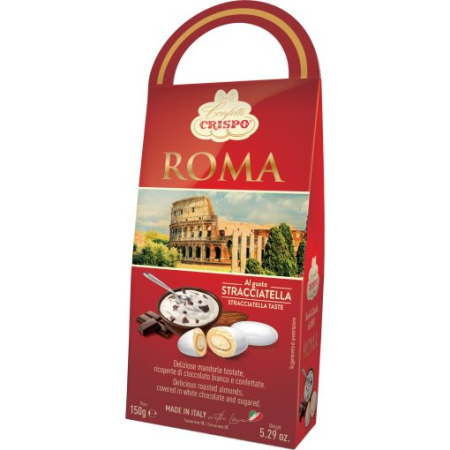 Bomboane - Roma - Migdale Prajite Invelite In Ciocolata Alba Cu Aroma De Stracciatella 150g