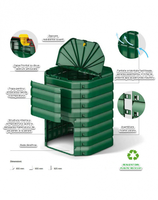 Compostor de gradina, verde, 300 L [3]