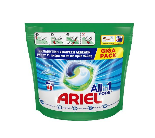 Detergent capsule Ariel 3 in1 Pods Alpine, 60 spalari [1]