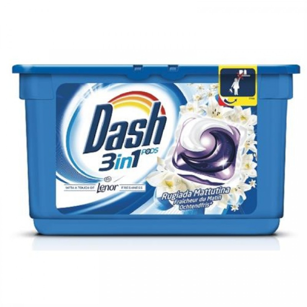 Detergent rufe capsule Dash 3 in 1, Rugiada Mattutina, 15 spalari [1]