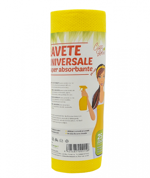Lavete universale pe rola, Ciao Bella, 25 buc pe rola, galben [2]