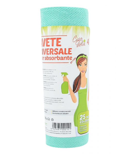 Lavete universale pe rola, Ciao Bella 25 buc pe rola, verde [3]