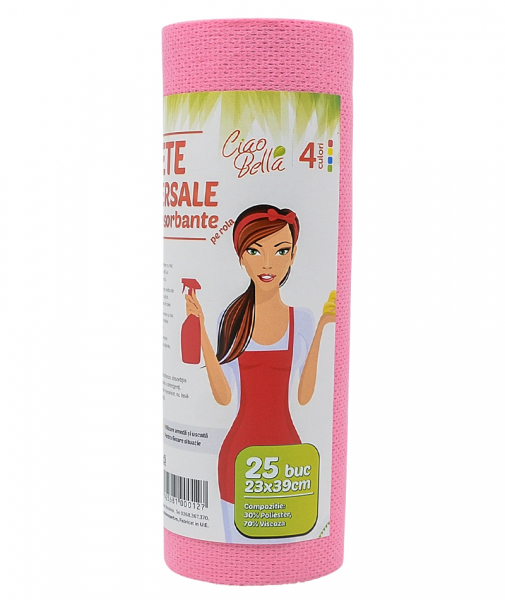 Lavete universale pe rola, Ciao Bella, 25 buc pe rola, rosu [2]