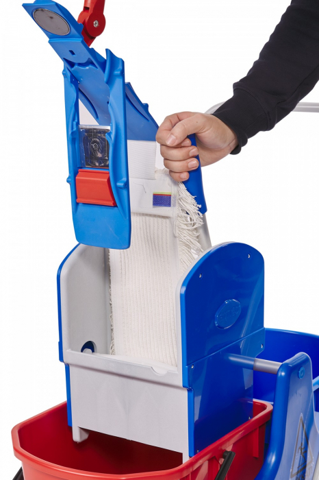 Mop plat de bumbac  si microfibra, buzunare si banda de prindere, albastru, 40 cm [3]