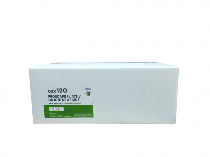 Prosop pliat V cu ioni de argint, alb, 120 buc, 20 pach/bax [3]