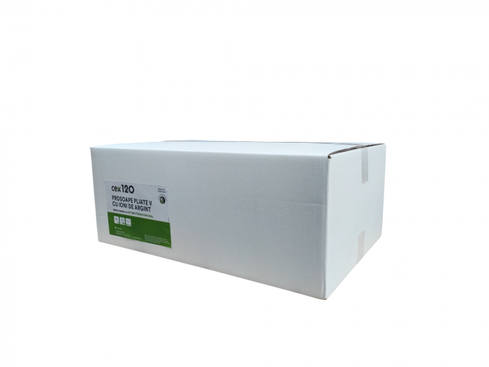 Prosop pliat V cu ioni de argint, alb, 120 buc, 20 pach/bax [4]