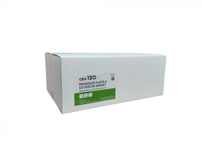 Prosop pliat V cu ioni de argint, alb, 120 buc/ pach, palet [4]