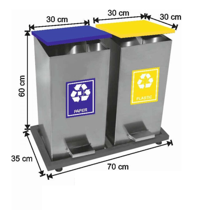 Set 2 cosuri colectare selectiva cu pedala, inox, 108 L [1]