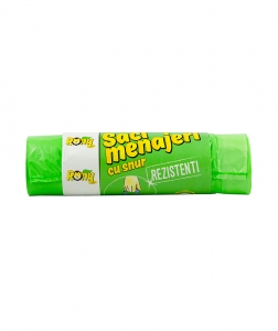 ACCESORII CURATENIE - Saci menaj 60 L, 10 buc, verzi, cu snur, rezistenti, HDPE,