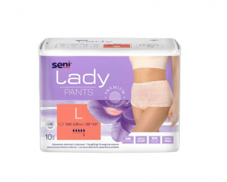 Scutece adulti - Absorbante tip chilot pentru incontinenta, 5 picaturi, L, Seni Lady Pants, 10 buc
