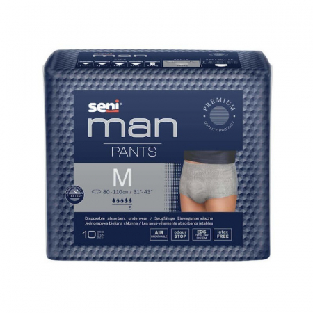 Scutece adulti - Absorbante tip chilot pentru incontinenta, 5 picaturi, Seni Man Pants, 10 buc