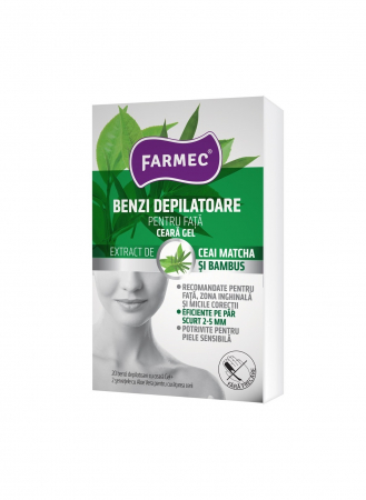 Ingrijire faciala - Benzi depilatoare pentru fata, Matcha & Bambus, 20 benzi, Farmec