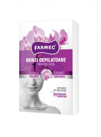 Ingrijire faciala - Benzi depilatoare pentru fata, Orhidee, 20 benzi, Farmec