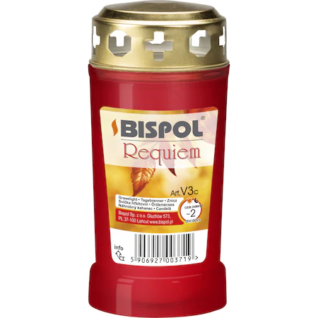Accesorii seminee, sobe si gratare - Bispol Requiem V3 candela, rosie, 2 zile, 140 gr