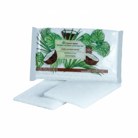COSMETICE, INGRIJIRE PERSONALA - Burete de baie impregnat cu sapun,  unica folosinta, Cocos, 10 buc/ pachet