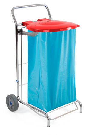 Carucioare colectare deseuri - Carucior cromat pentru exterior cu capac pentru sac de 120 L, inox