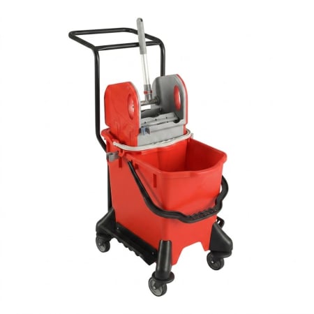 Carucioare curatenie - Carucior de curatenie cu suport sac gunoi, rosu, 32 l