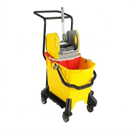Carucioare curatenie - Carucior de curatenie cu suport sac gunoi, galben, 32 l