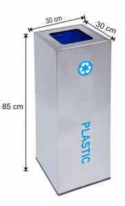 Seturi metalice - Cos colectare selectiva, inox, 54 L
