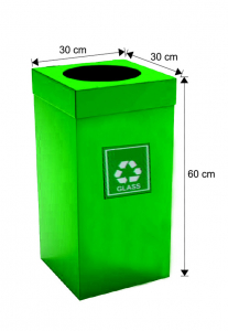 Seturi metalice - Cos colectare selectiva, verde, metalic, 54 L