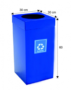 Seturi metalice - Cos colectare selectiva, verde, metalic, 54 L