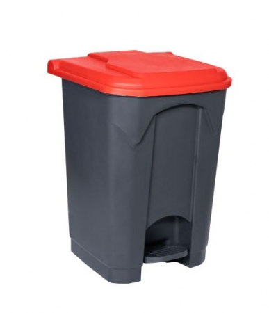 Accesorii pe coduri de culori - Cos gunoi cu pedala, CEX CUBE ECO, 45 l, rosu