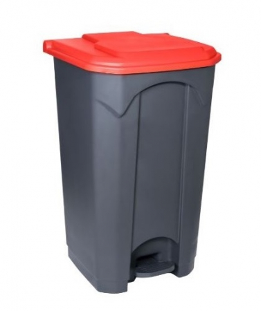 Accesorii pe coduri de culori - Cos gunoi cu pedala, CEX CUBE ECO, 87 l, rosu